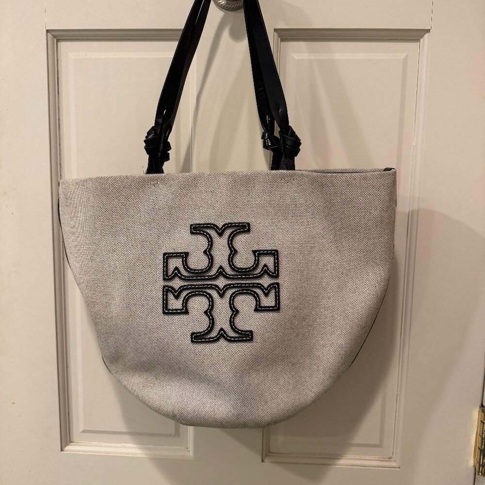 Tory Burch Gray and Black Tote Bag
